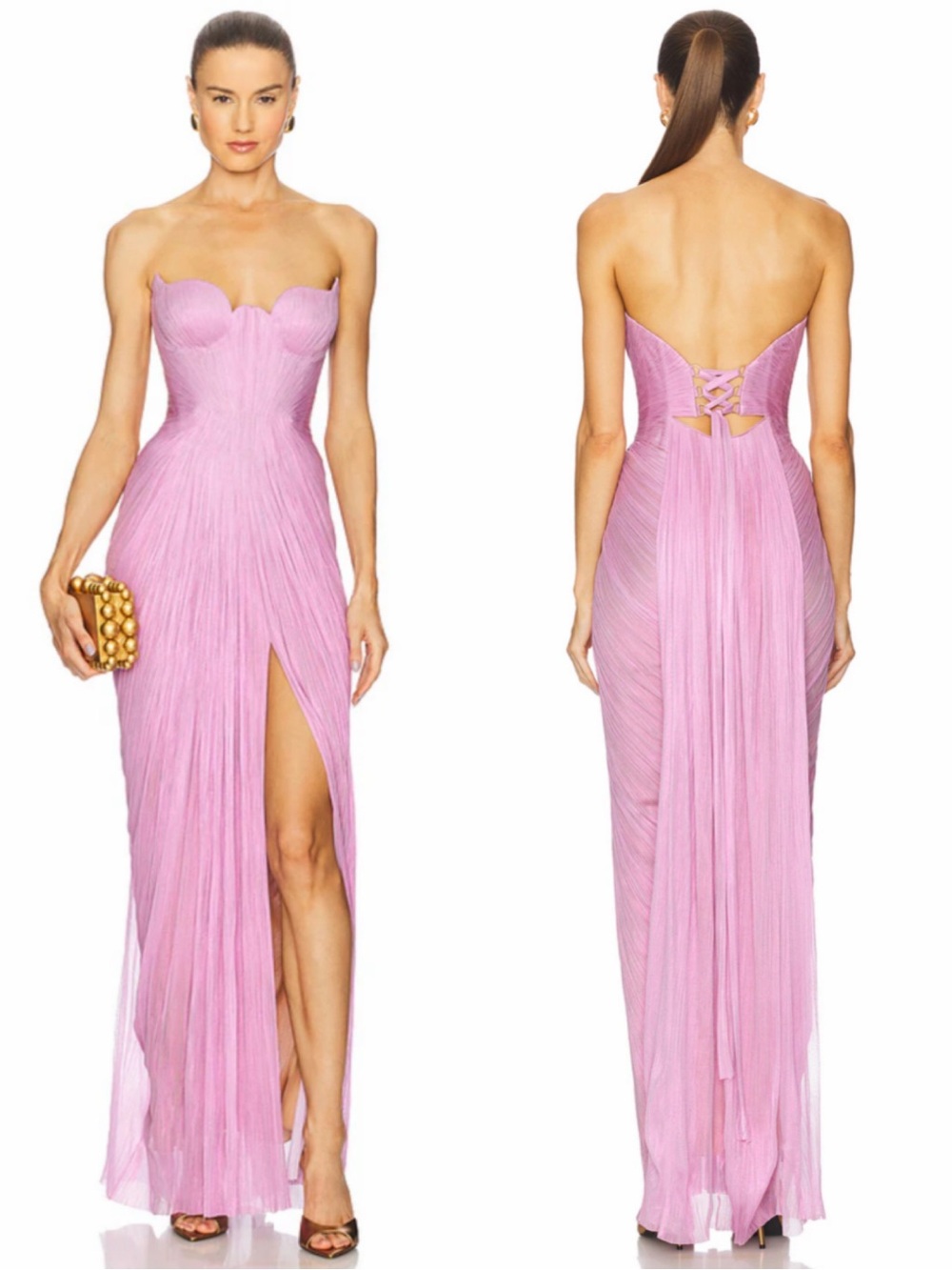 Maria Lucia Hohan Jasleen Strapless sweetheart Pink Silk Gown Size US 8 NEW! NWT